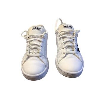 (6 for $25) Adidas Woman's Grand Court Base White & Black Low Top Sneakers 6